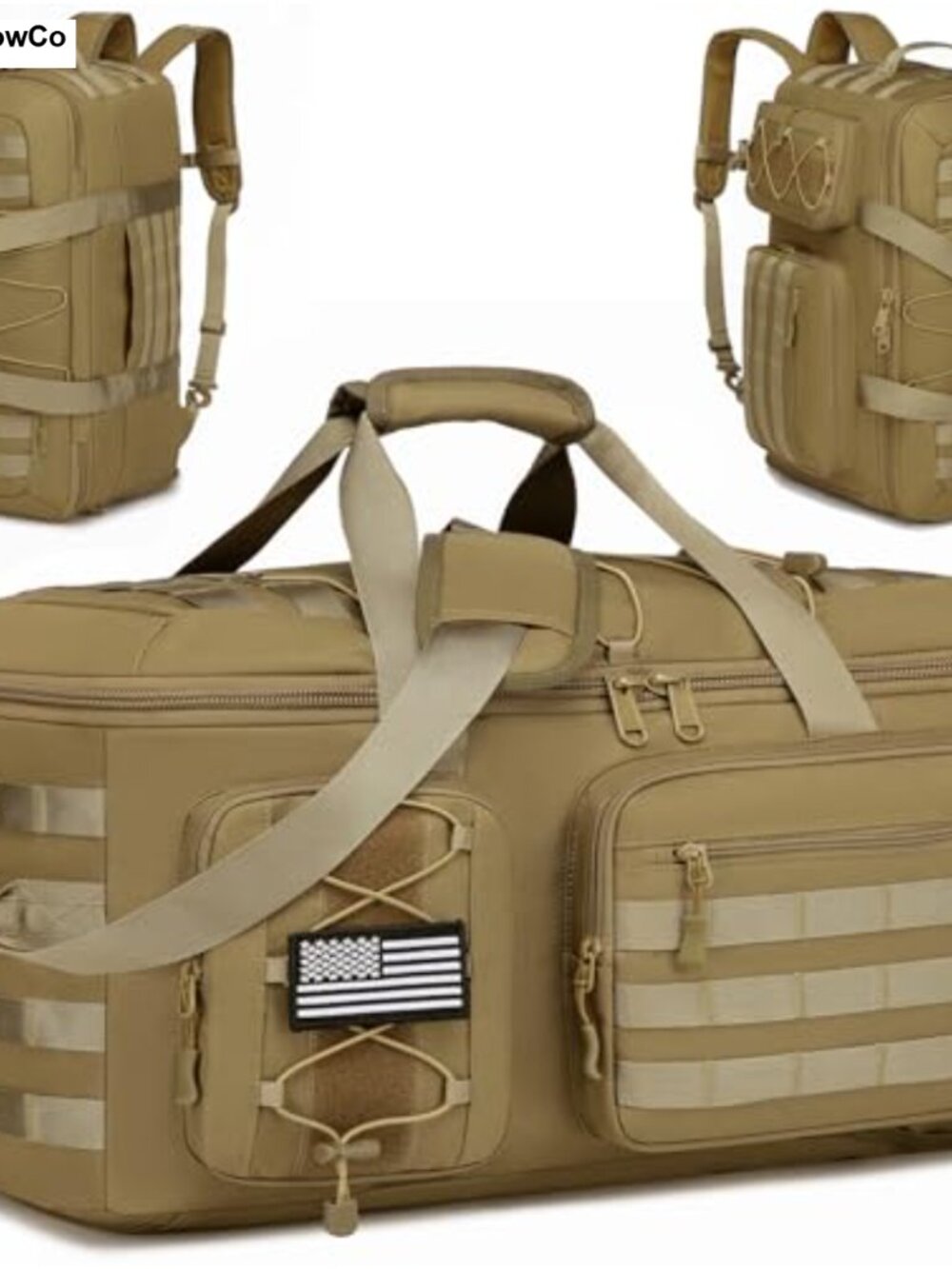 50L 3-in-1 Gym Duffle Bag Travel Backpack with Shoe Compartment